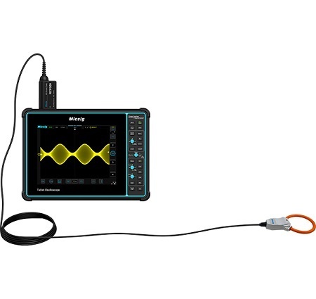 Sonde de courant Micsig RCP connectée à un oscilloscope